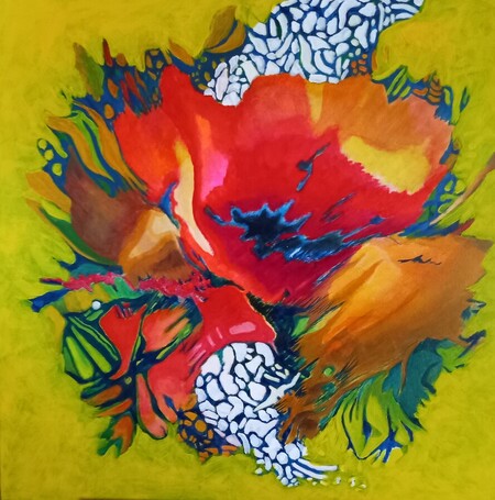 abstraction floral . 80X80 cm