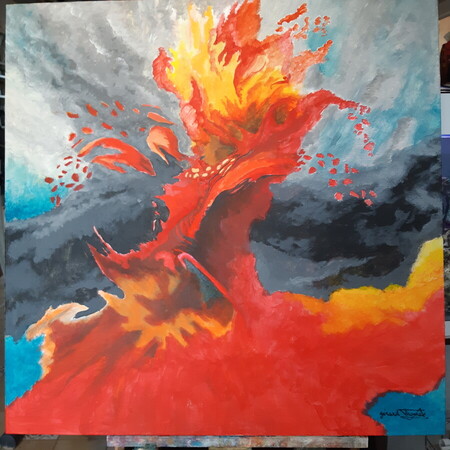 Jaillissement . 80x80 cm