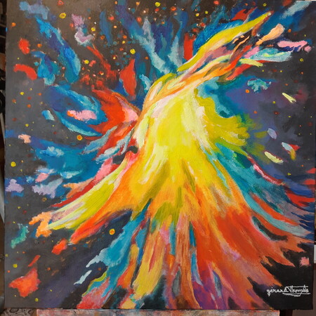 Eclatement nocturne . 60x60 cm
