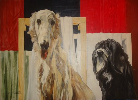 Rakof et Tiki - huile sur toile - 73x100