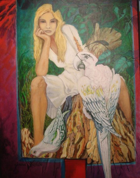 M&eacute;ditation en nature - acrylique sur toile 116x89