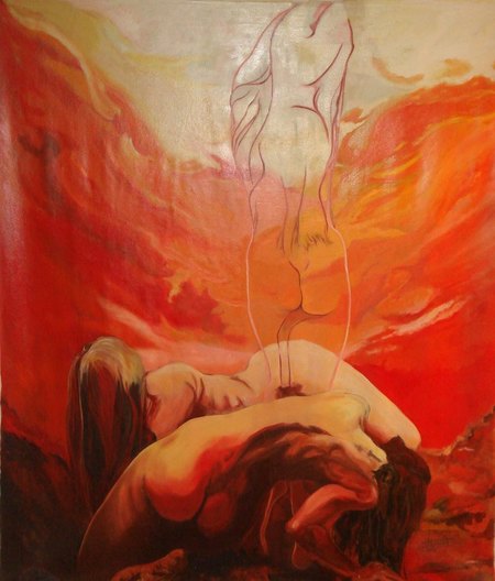 Femmes se relevant - huile sur toile - 145x160